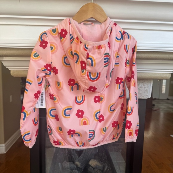 NWT Losan Pink Floral Rainbow Hooded Rain Jacket Size 4 - Picture 5 of 5